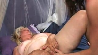 Mature bbw blonde seduces her young French neighbor